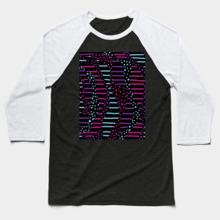 Spots and Stripes 2 - Pink, Purple, Blue and Black Baseball T-Shirt